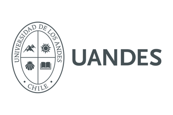 Seal/Logo of the Universidad de los Andes: an oval containing mountains, the sun, a seashell, and a book.